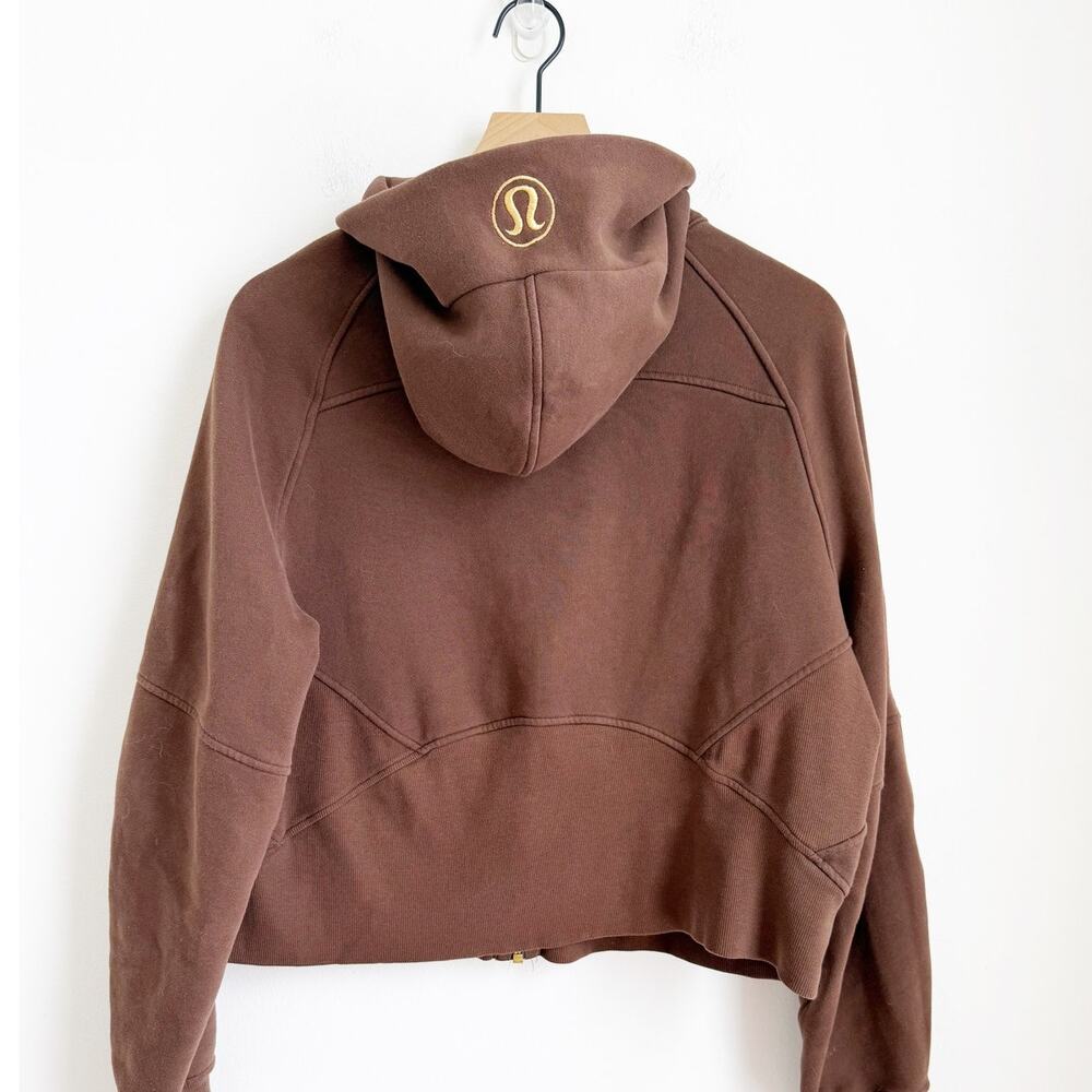 Lululemon Full Zip Cropped Scuba Brown with Gold Accents Size M/L